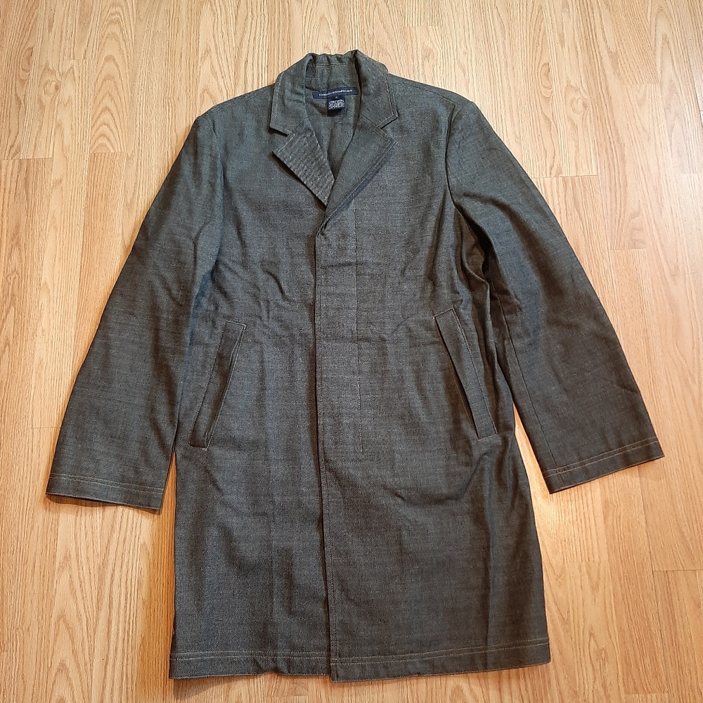 Vintage NWOT French Connection Long Knee Length Denim Jean Trench Coat